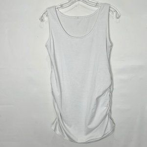 Unbranded Maternity Woman’s Tank Top sz XL White Gathered Sleeveless Round Neck